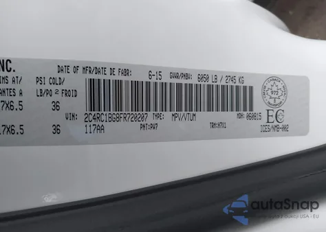 2015 Chrysler Town & Country Touring z USA, uszkodzony, nr VIN 2C4RC1BG8FR720207